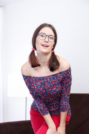 Nerd Ambika Gold lets photographer fuck all her holes during the photo set