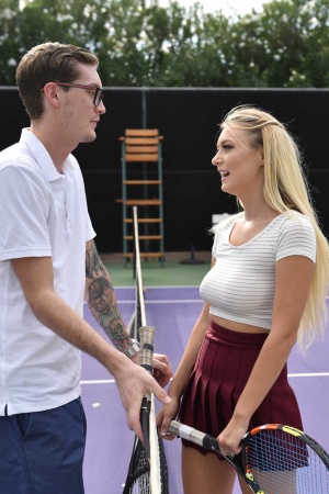 Natalia Starr fucking her tennis coach & draining his balls dry on the court