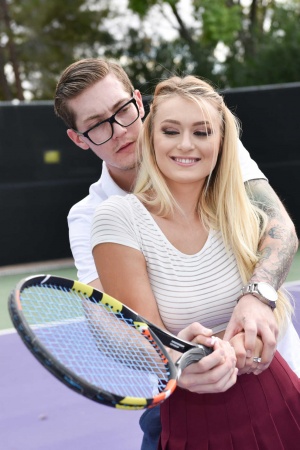 Natalia Starr fucking her tennis coach & draining his balls dry on the court