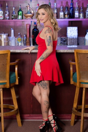 Kleio Valentien gets her holes cock filled by her fan in a restaurant