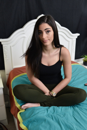 Perfect boobed teen brunette Jasmine has sex and gets cum on her body