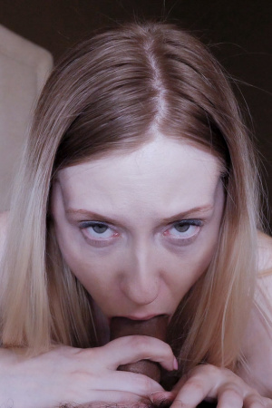 Violet October sucks, slurps and licks bf's cock from base to tip