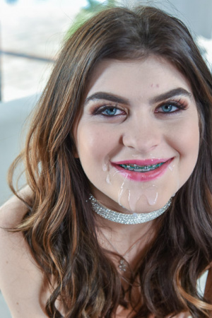 Mel Joy celebrates her prom night with cum on her braces