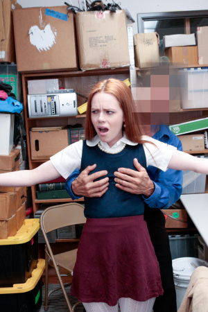 Redhead babe Ella Hughes was caught and fucked by the sheriff for theft