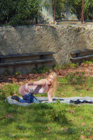 Blonde teen Amaris gives blowjob and has sex in nature