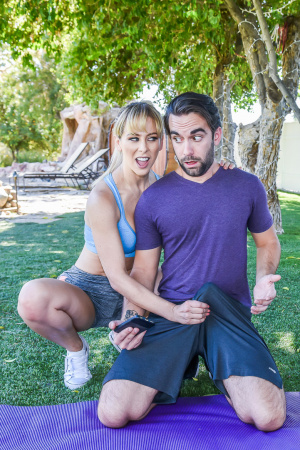 Fit milf Cherie Deville gets physical with her workout partner