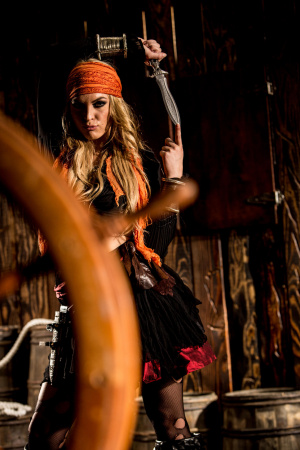 Pirate lady Keira Nicole getting drilled by her crew