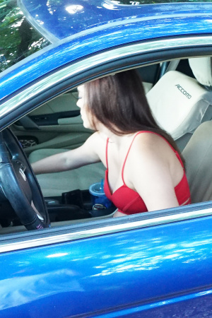 Alexa Mia Nicole receives a facial from mechanic