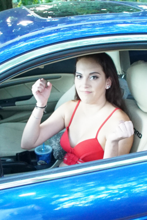 Alexa Mia Nicole receives a facial from mechanic