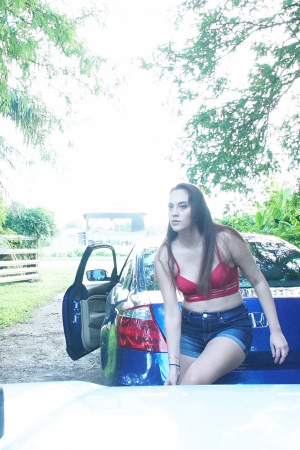 Alexa Mia Nicole receives a facial from mechanic