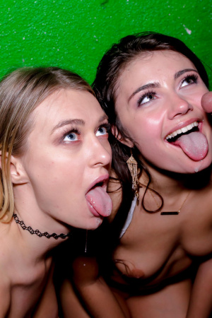 Teenage girls Adria Rae and Natalia Starr share cock