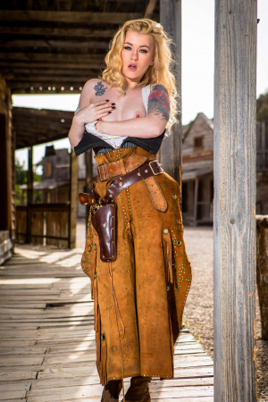 Misha Cross nailed by bad guy from wild west