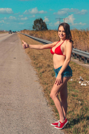 Lonely hitchhiker Ashly Anderson naughty adventure
