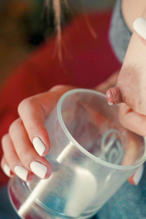 Francys Belle tastes man's milk