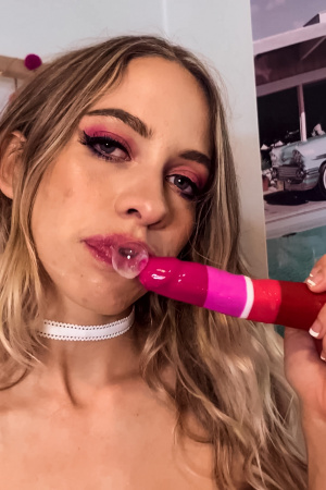 Petite Khloe Kapri fucks herself with a sex toy