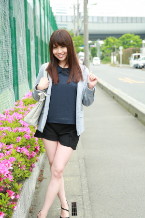 Cute Nene Kinoshita spread her legs during photoshoot