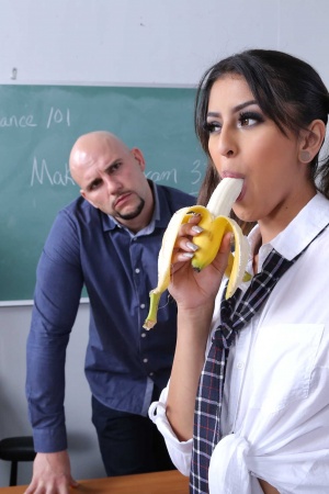 Sophia Leone sucks and fucks her teacher for a passing grade
