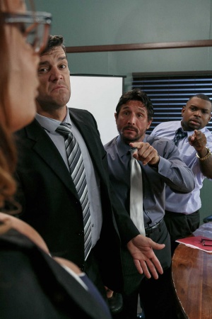 Busty boss Tory Lane gets double penetrated in an interracial office gangbang