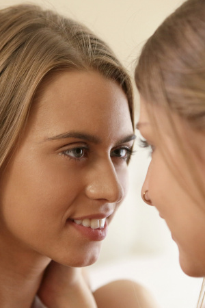 Jill returns the favor, focusing on Harley's breasts and then her wet slit