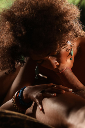 Ebony Luna Corazon with a hot body enjoys sex