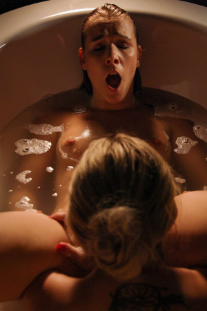 Lesbian sex in the bathtub with hot Angie Lynx and Alexis Crystal