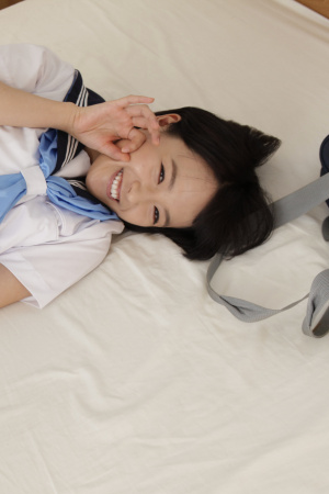 Sweet petite Japanese Mari Haneda shows off her body