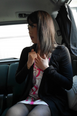 Blowjob in the car from Japanese Runa Mizuki and cum in her mouth