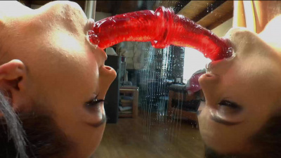 Gabriella Paltrova gags on big dildos to create nasty rivers of messy drool