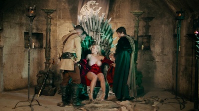 Queen Sexcei gets all of her dirty holes filled with three dicks on the throne